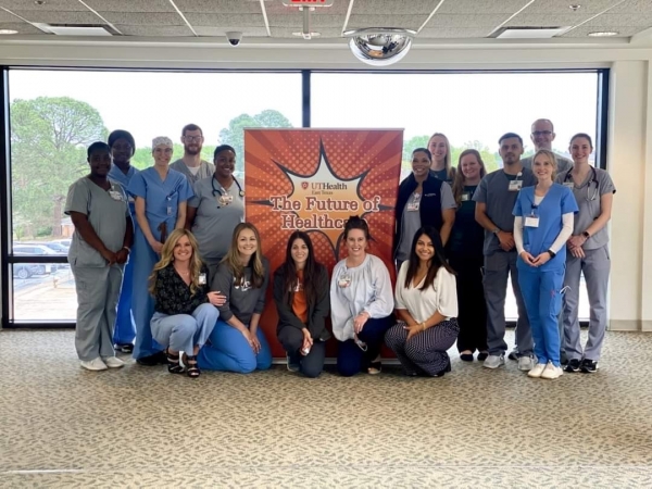 Nursing leaders at UT Health Tyler are pictured with nurse externs.
