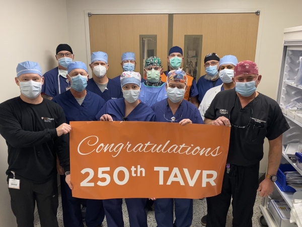 Caregivers at UT Health Tyler recently celebrated the 250th TAVR procedure at the hospital