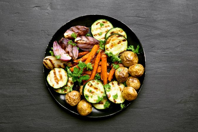 grilled veggies in a bowl