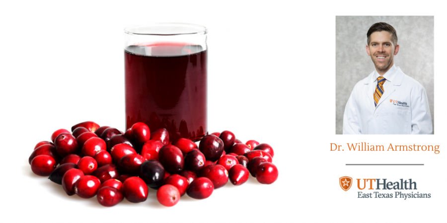 cranberries next to cranberry juice